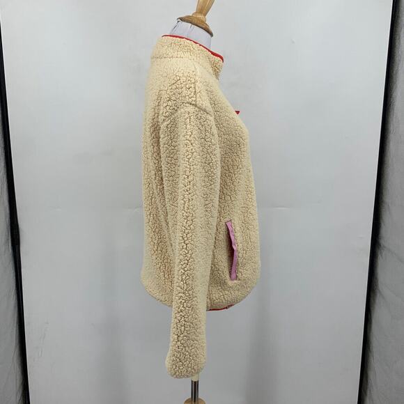 Lego Sweater Women S Small Cream Peony Target Sherpa Full Zip Mock Pocket Jacket - Picture 7 of 15